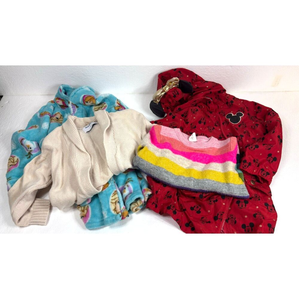 Girls Toddler Bundle Lot Robe Jacket Sweater Toddler 4T Disney Old Navy 4 Pieces